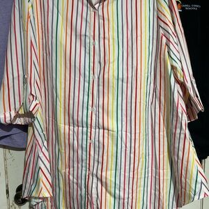 SHEIN Colorful Striped Button Down Shirt